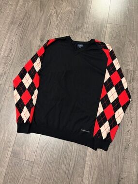 Vintage Burberry golf Men's Black merino wool Sweater
